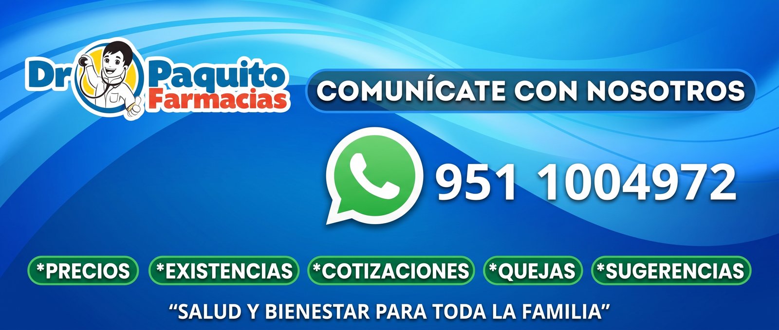 Información de contacto Dr. Paquito Farmacias